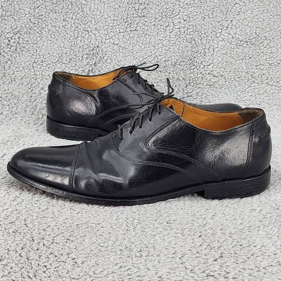 Johnston Murphy Mens Oxfords Sz 11 M Black Leather Cap Toe Dress Shoes - Picture 1 of 13